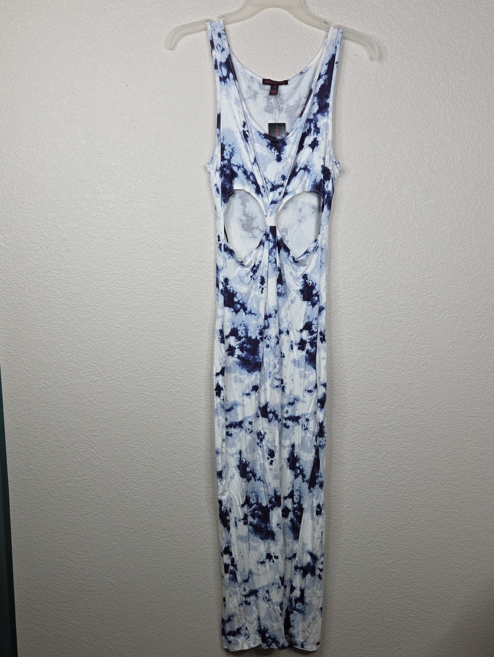 Tie-Dye Cutout Maxi Dress - Blue White